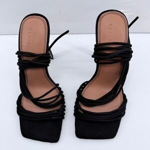 ASOS DESIGN Black Strappy Wrap Around High Heeled Sandals Square Toe  US 5